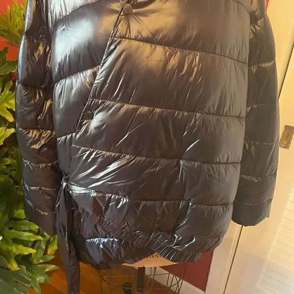 UNIVERSAL STANDARD | blue black kanda asymmetrical puffer coat S NWT $248 - Picture 5 of 16